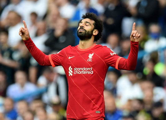 Mohamed Salah celebrating his goal after Liverpool's 3-0 win against Leeds in the Premier League