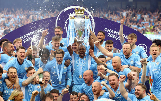Manchester City celebrating their title win in the 2021/2022 Premier League season