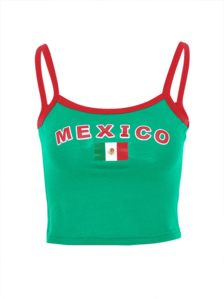 Mexico Vintage Crop Top Patchwork