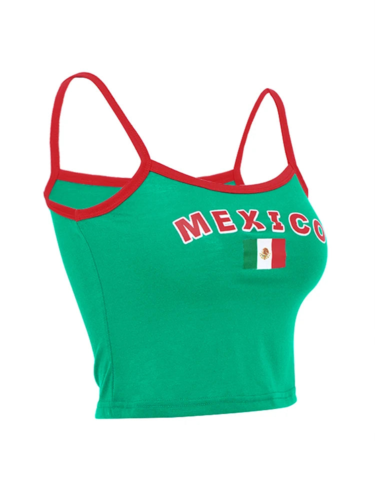 Mexico Vintage Crop Top Patchwork